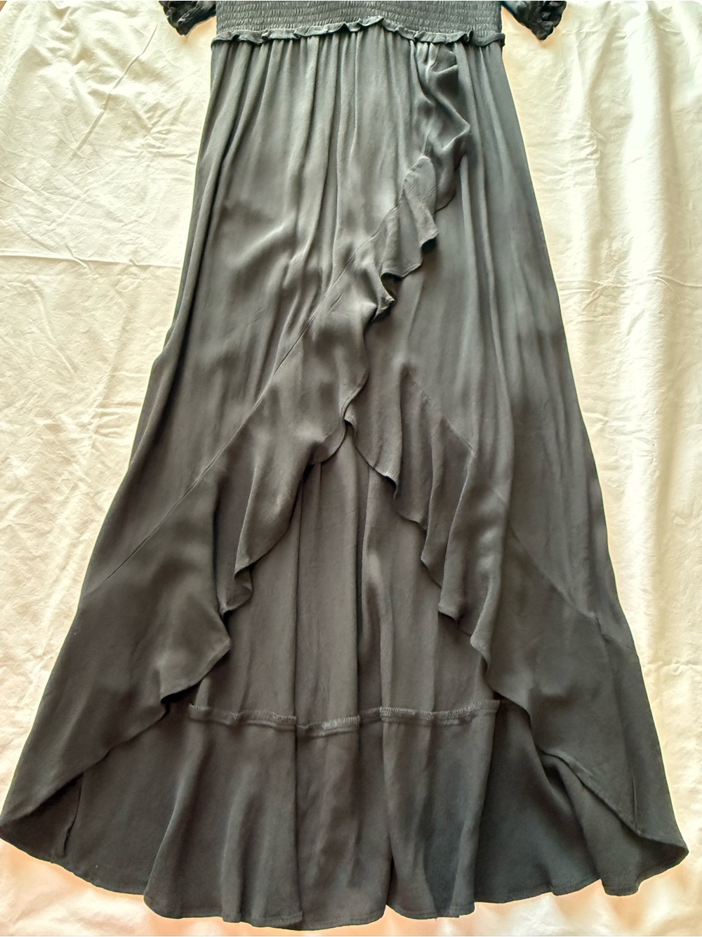 Express Black High Low Faux Wrap Dress with Short Sleeves Large